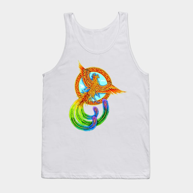 Vermilion Bird Rainbow Phoenix Tank Top by rebeccawangart